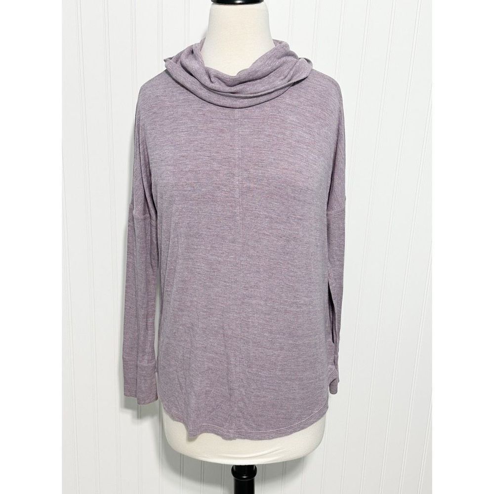 Rachel Zoe Women's Cowl‎ Neck Long Sleeve Sweater Heathered Purple Size Medium